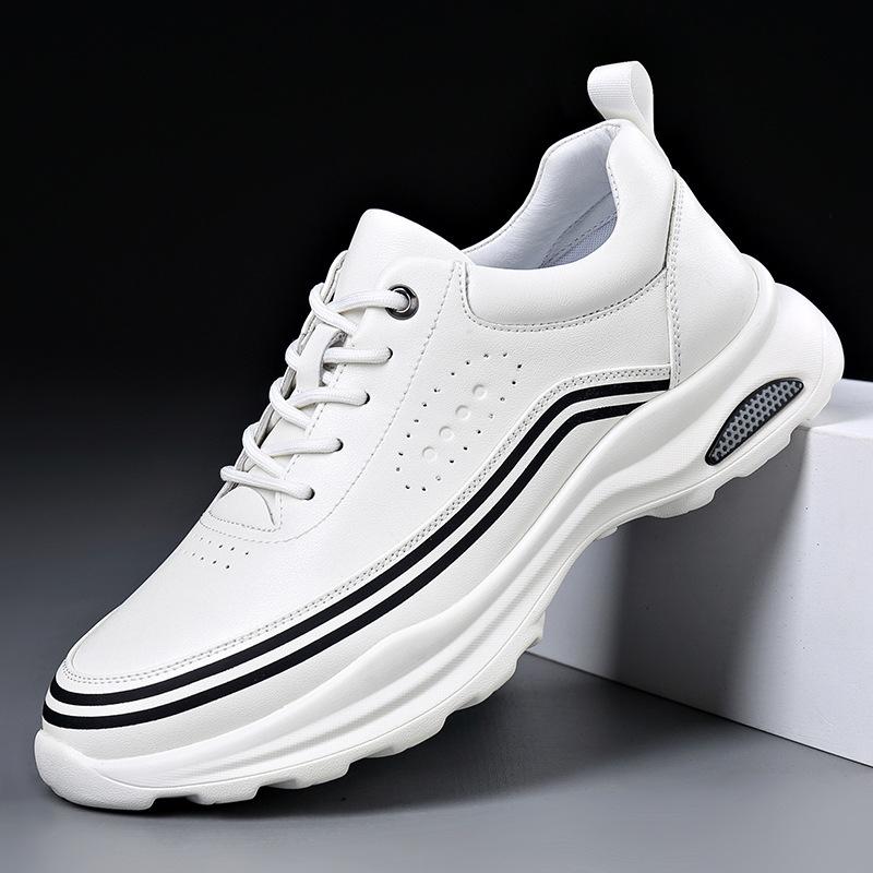 

Новая мужская обувь из натуральной кожи, повседневная обувь в спортивном стиле, плоские кеды для скейтбординга, модные удобные кроссовки 44 белый