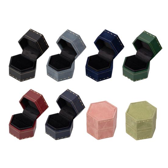 Boîte à Bague, Boîte Cadeau Hexagonale en Velours pour Bijoux, Compacte avec Protection en Éponge Douce Design Élégant, Boîte à Bijoux pour Fiançailles, Demande en Mariage, Mariage