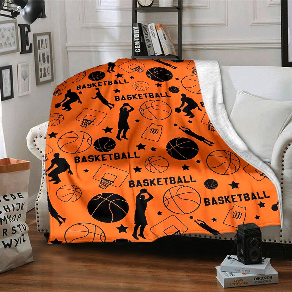 basketball Theme Printed Blanket - Perfect for Couch, Bed, Travel & Outdoor Use | Machine Washable, Cozy & Durable.