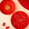 4Pcs Red Wedding Snack Tray Round Plastic Chinese  Year Nut Fruit Plate Chinese Thickened Serving Tray Entertainment