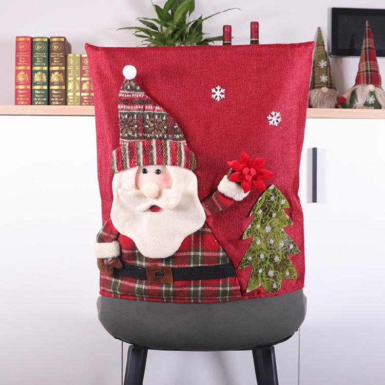 Xmas Reindeer Chair Slipcover Protector for Kitchen Hotel Holiday Party Decor