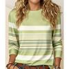 Round Neck Long Sleeve Printed T-Shirt, Contrast Stripe Design, Simple and Elegant with High-Quality Feel