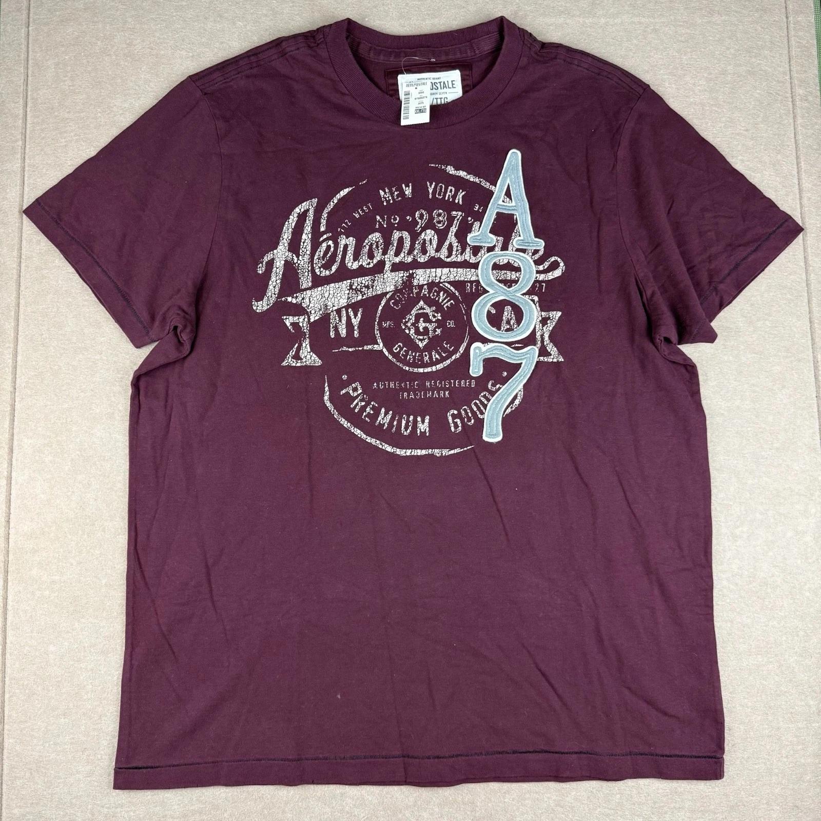 

Aeropostale Shirt Men XXL Maroon NY 1987 Logo Single Stitch Graphic Tee M
