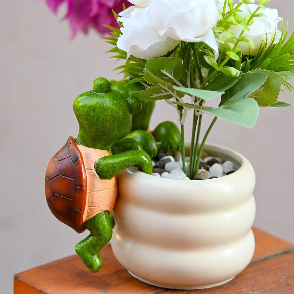Flower Pot Decorations 2 Pieces Turtle Climbing Plant Hangers Decorations Animal Ornament For Apartment Yard Lawn Garden Patio
