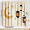 2pcs Cute Crescent Moon & Lantern Curtains Islamic Festival Design Sheer Light-Filtering Fabric Living Room Bedroom Window Decor