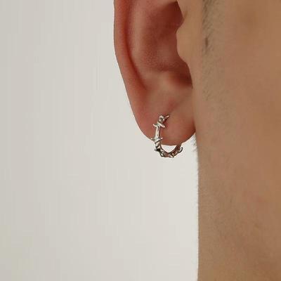 Yi Xuan Retro Vine Wrap Ear Hoops - Men's Distressed Thorns Design, Unique Couple Style.