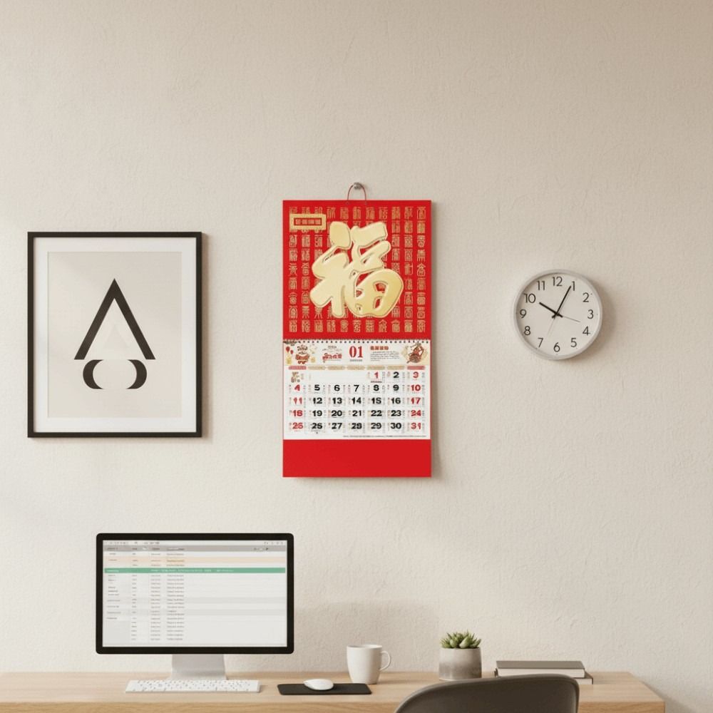 2026 Year The Horse Traditional Wall Calendar Red Lucky Chinese New Year Monthly Calendar Hanging Gifts Tear Off Daily Calendar