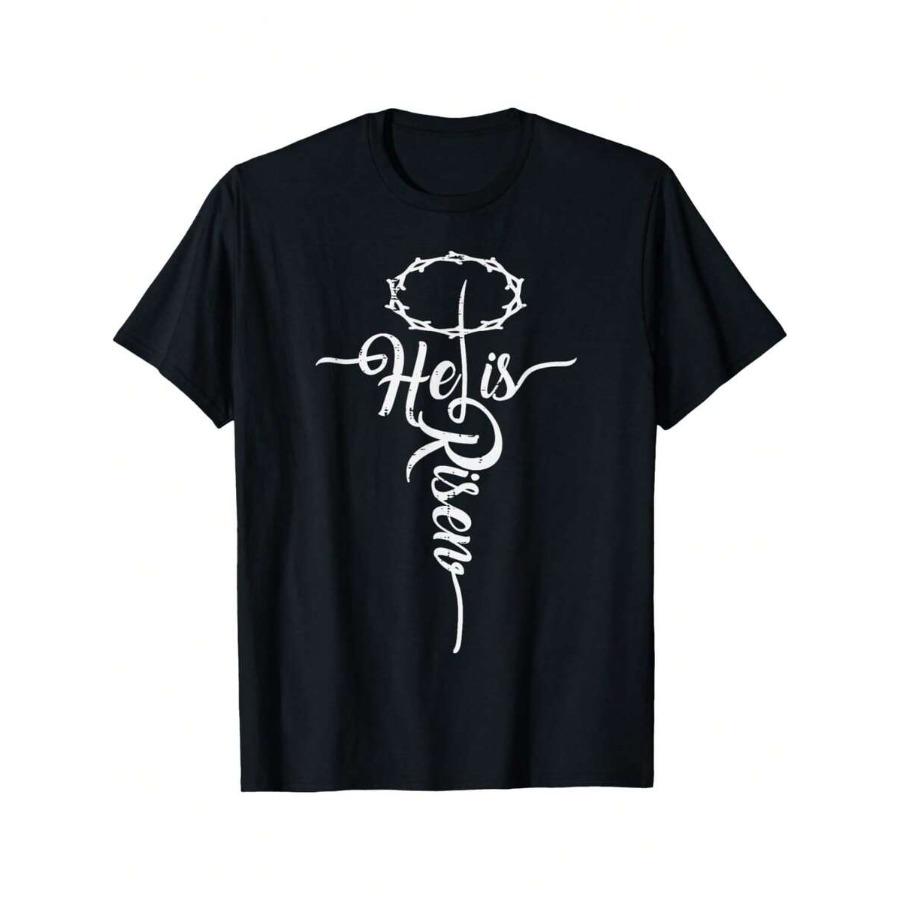 

He Is Risen Cross Jesus Religious Easter Day Christians T-Shirt Small Funny Graphic Tshirts For Men Women Round Neck Loose Ca... S разноцветный