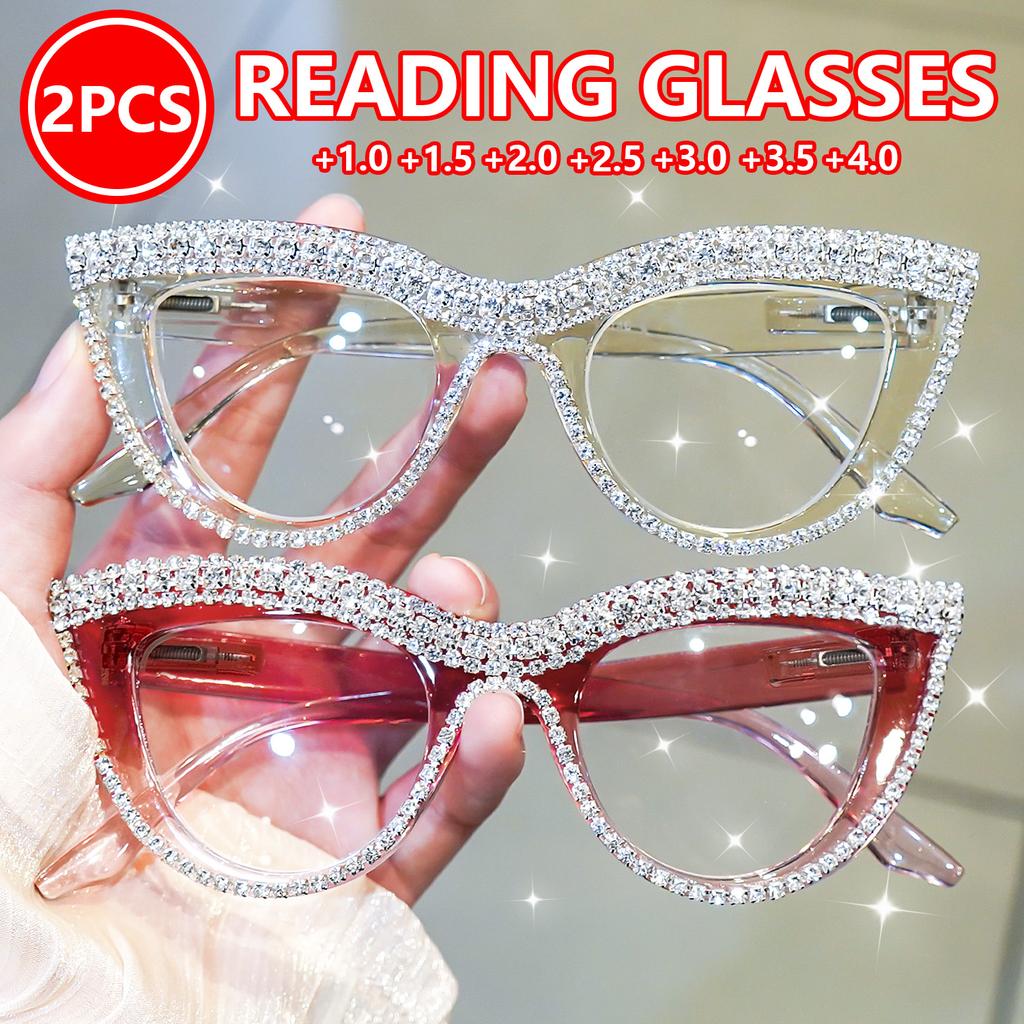 2pcs Elegant Cat-Eye Reading Glasses for Men and Women, Office & Computer Use, Trendy Reading Glasses, Computer Eyewear