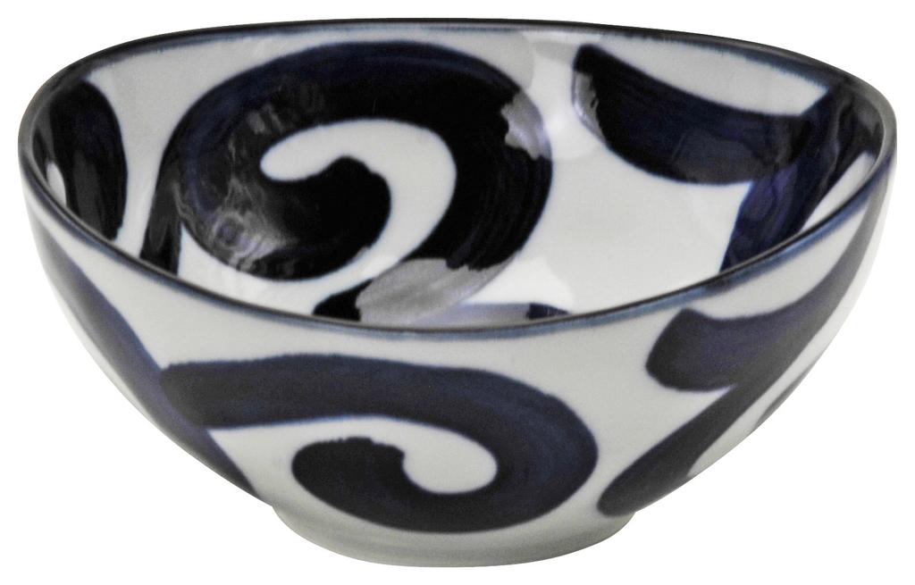 Sada 5 talířů Mino Ware Oval Oval Malé misky Naruto Arabesque cca. Šířka 13,5 x Hloubka 13 x Výška 6,4 cm Sada nádobí Keramika Mikrovlnná trouba