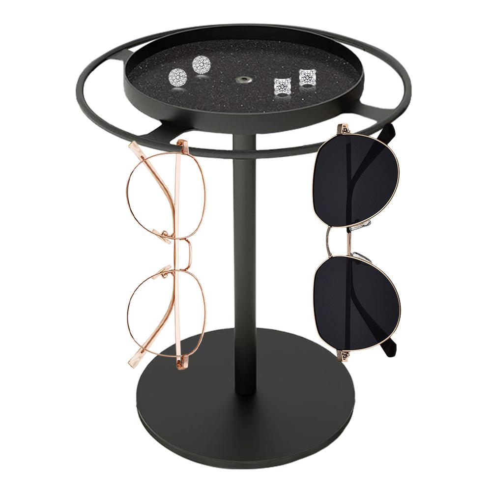 Metal Rotating Sunglass Organizer Eye Glass Display Stand 360 degree Rotation With Tray Jewelry Storage Organizer Detachable