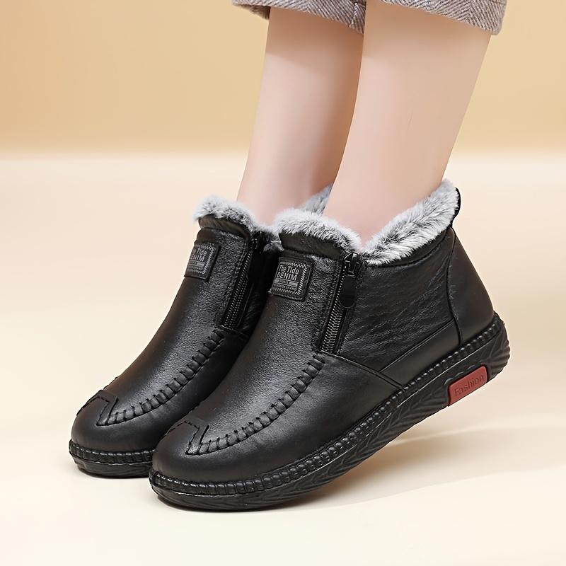 Bottes d'hiver pour femmes Semelle antidérapante Semelle antidérapante Semelle intérieure épaisse et coussinée Chaussures d'hiver douces et chaudes pour dames âgées Bottes d'hiver
