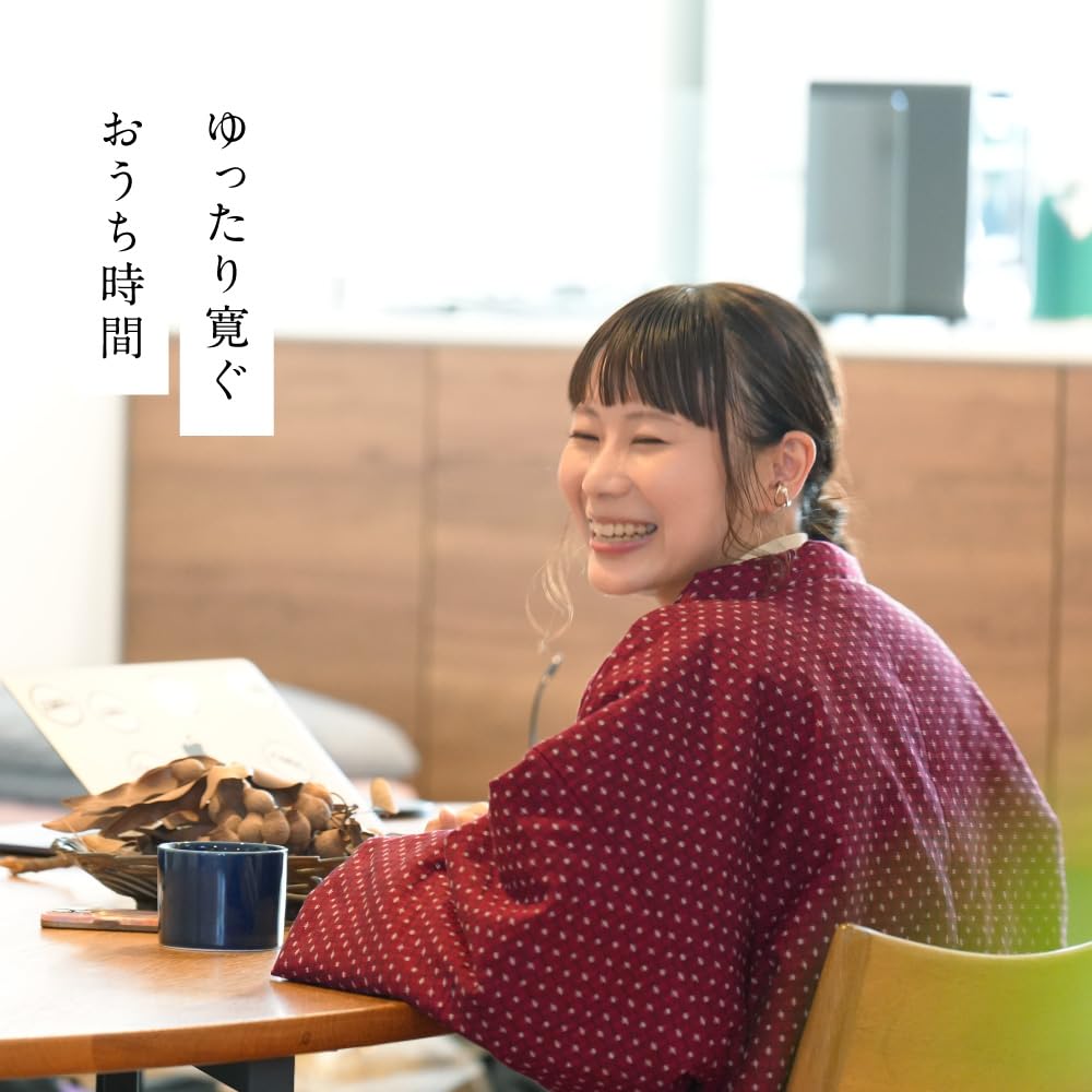 Tayutaf Hanten Made in Japan with Tsumugi Weave and Padded Fabric One Size Fits Most Sashiko Red and Women's Kurume-woven (Haten) - - (Standard,