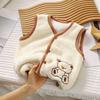 Kids Vest Embroidered Bear Buckle Velvet Vest