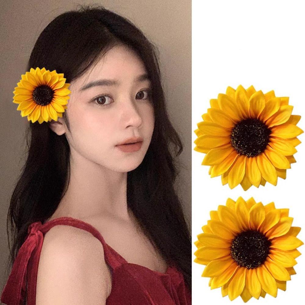 Cloth Sunflower Hairpin Korean Style Girl Hair Clip  Party Ponytail Holder