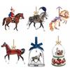 Santa Horse Christmas Hanging Pendant Acrylic 2D Flat Car Horse Pendant New Year Gift Bag Charms Christmas Tree Ornament