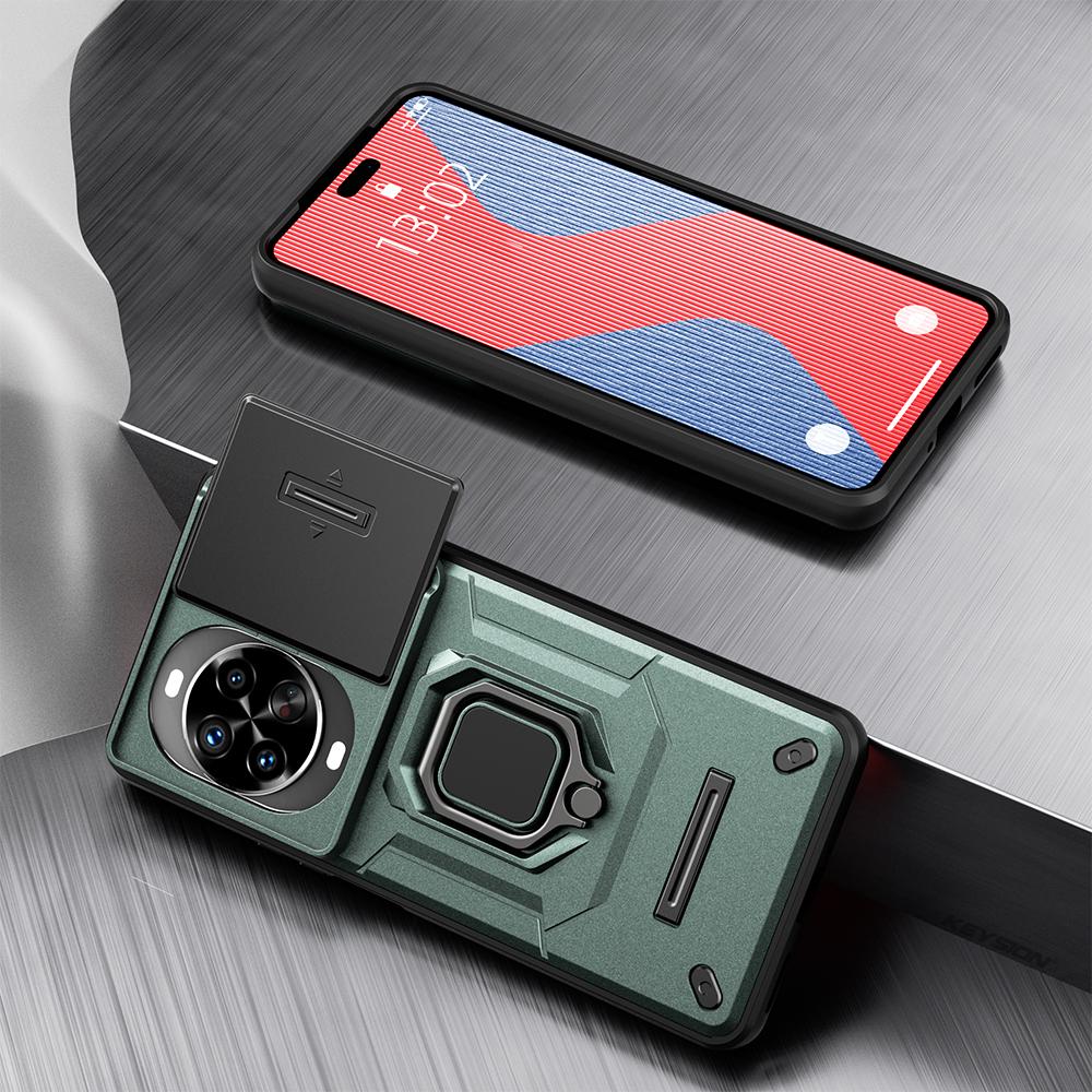 KEYSION Shockproof Case for Huawei nova 14 14 Pro Slide Camera Protection Metal Ring Stand Phone Back Cover for Huawei nova14Pro