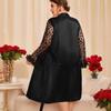 Plus Size Lös badrock Hemservice Tunn Vit Spets Pyjamas Dam Simulation Silk Home Cardigan