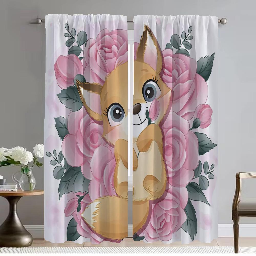 Cute Dog Panda Partition Blackout Curtain for Room 2 Panel Modern Living Room Curtains Shades Tulle for Bedroom Kitchen Elegant