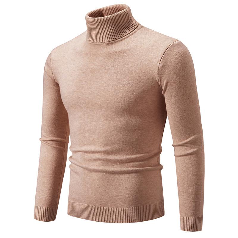 

Men s High Neck Solid Color Knit Sweater - European & American Fashion, Autumn/Winter 2025 3XL