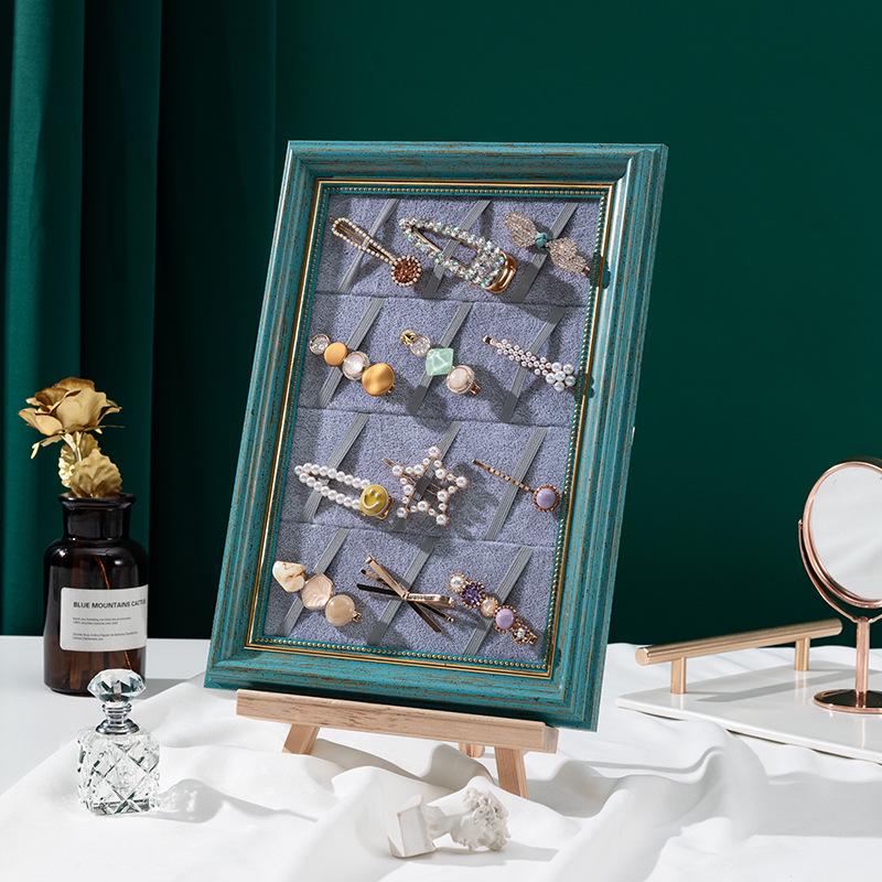 Solid Wood Jewelry & Hair Clip Display: Wall-Mounted Tray & Picture Frame