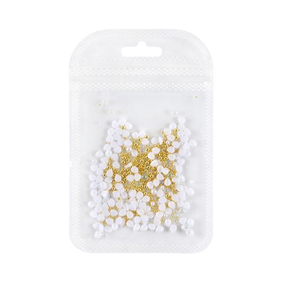 1 Set Flower Petal Nail Art Charm 3D Resin Floral Petal Golden Beads DIY
