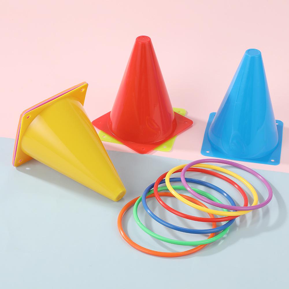 Seven-Color Ring Toss Cone Set: Street and School Road Obstacle Markers for Outdoor Sports and Training.