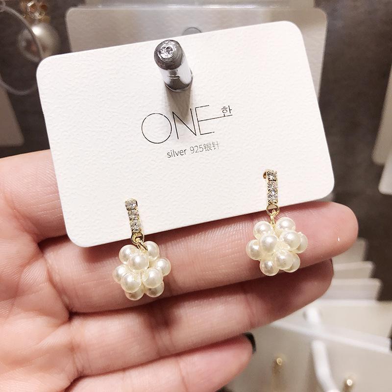New Hot Sale Crystal Imitation Pearl Beaded Pendant Long Rhinestone Female Fashion Wedding Accessories Earrings Zircon Aretes