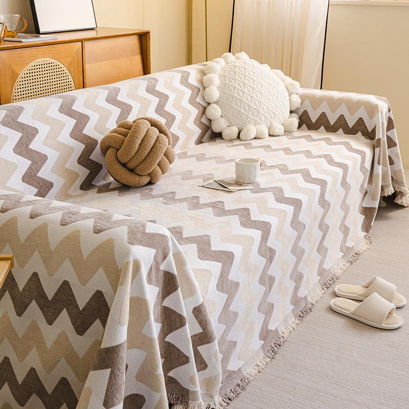 EIFLOY-Striped Chenille Couch Cover Blanket, for Sofa Corner, 2, 3 Seater, Sofa Towel Throw, One Piece, Universal for Pets Kids