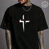 Minimalist Cross Print Motorcycle Cotton T-shirt Summer Casual Short Sleeved Basic TShirt Round