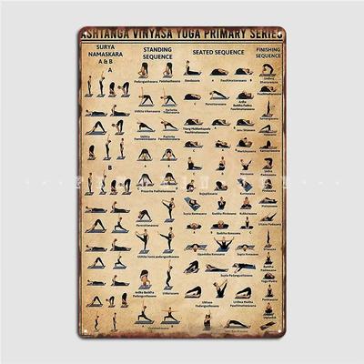 Señal de Metal Yoga Ashtanga Vinyasa Serie Primaria Cine Sala de Estar Placas de Pared Personalizadas Cartel de Lata
