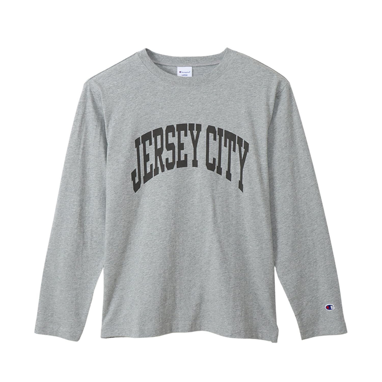 

Champion Футболка мужская с длинным рукавом и круглым вырезом с графикой O Серая х Черная, Рукав, Горловина, 100% хлопок, США, Принт, Базовая, C3-Y424,