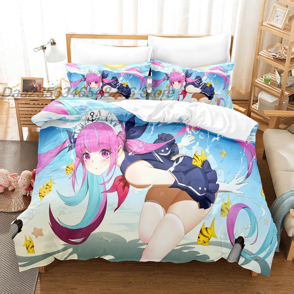 3D Print Anime Kawaii Girls Minato Aqua Bedding Set Single Twin Full Queen King Size Bed Set Adult Kid Bedroom Duvet cover Sets