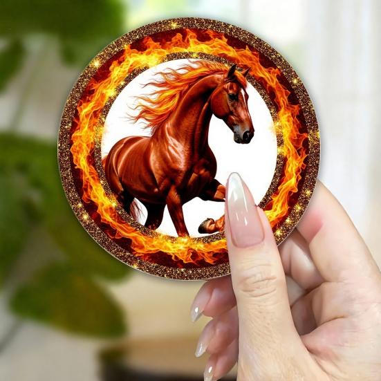 1/4Pcs Year of The Horse Refrigerator Magnet 2026 Chinese Zodiac Horse Acrylic Fridge Magnet Home Kitchen New Year Decoration