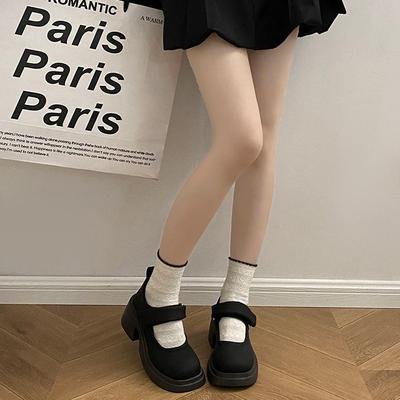 Französische Retro-Plateau-Mary Janes kleine Lederschuhe Damen 2025 neuer Sommer vielseitiger Rock dicker Absatz leichter Mund Einzelne Schuhe