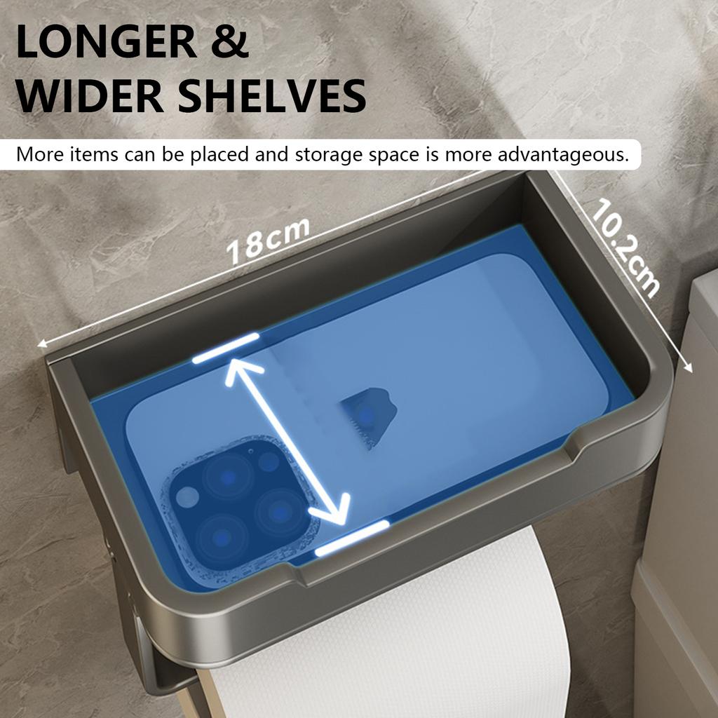 New Wall Mounted Toilet Paper Holder Aluminum Alloy Bathroom Tissue Holder No Punching Roll Paper Holder Practical Bracket Tools