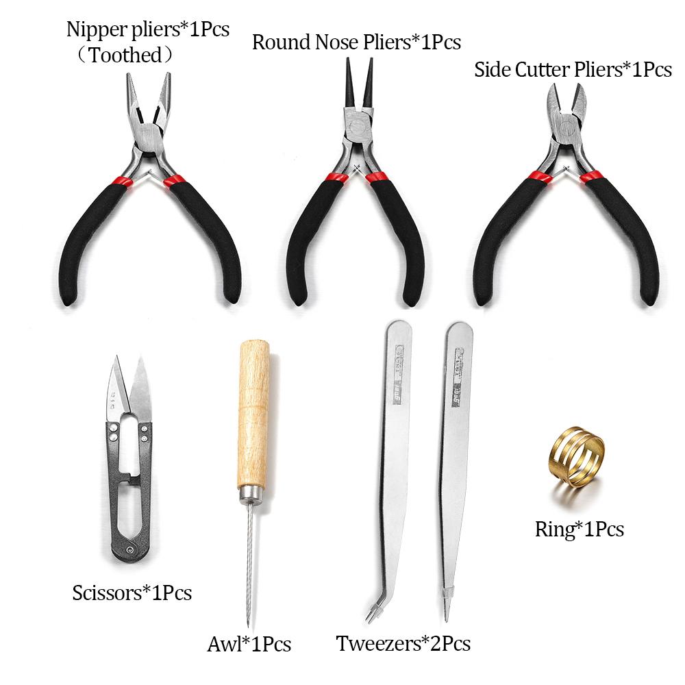 Jewelry Findings Set With Pliers Tweezers Jump Ring Opener Awl Scissors Jewelry Making Repair Supplies Kit 8pcs/set