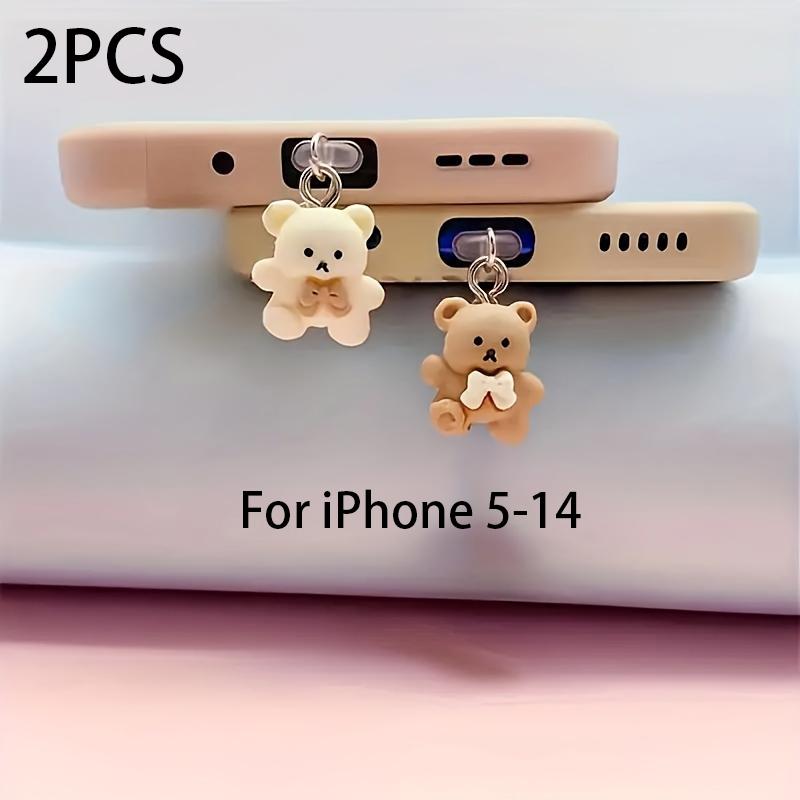 2/1 PCS INS Cartoon Bear Dust Plug Pendant Universal Decorative Accessory For Android iPhone And Headphone Charging Ports