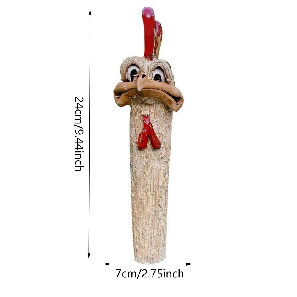 Funny Farm Chicken Statue Creative Garden Decoration Ostrich Head Statue Handmade Garden Statues Resin for Art Decorations