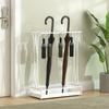 Umbrella Stand with Removable Drip Water Tray, Umbrella Stand with 21 Openings and 24 Hooks, Steel, White