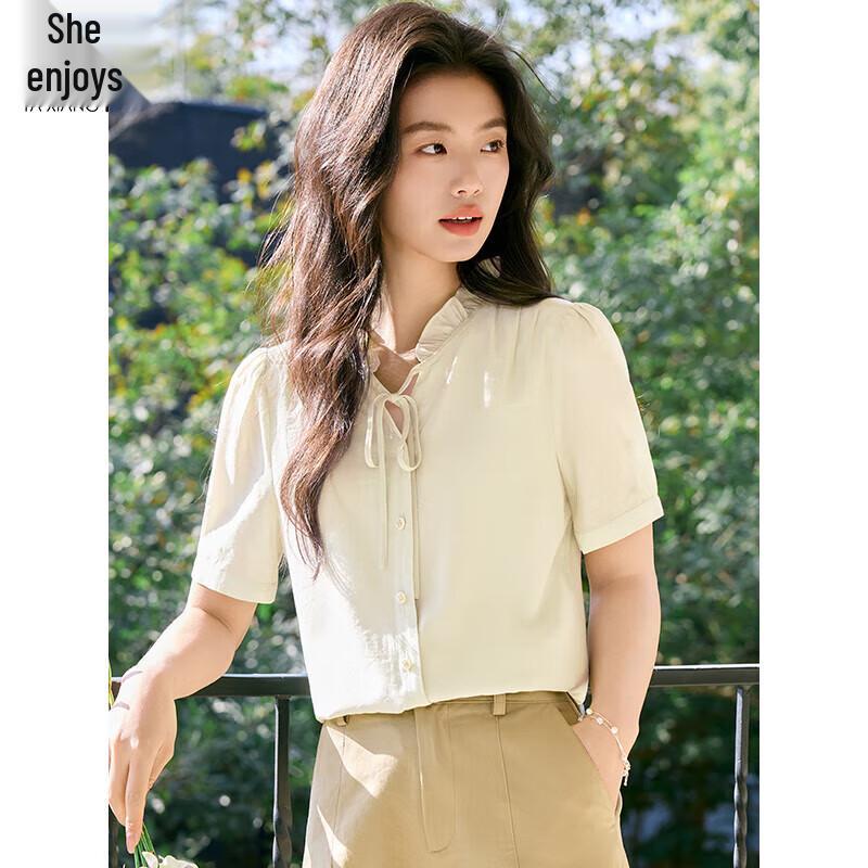 Women s French Style V-neck Tie-Front Blouse XL