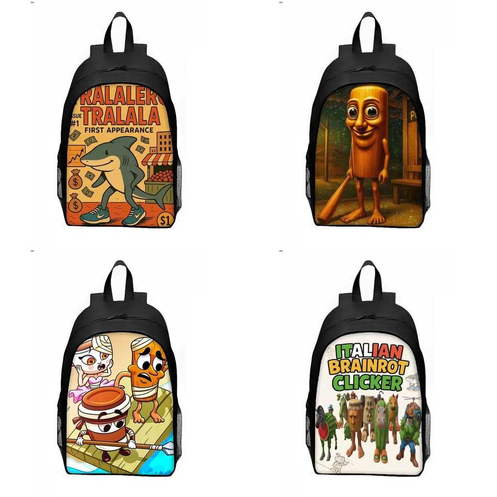 Al Italian Brainrot Pattern Backpack Breathable Student Schoolbag Gift Casual