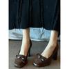 Summer spring and autumn retro square head bow high heels women's waterproof table thick heel single shoes
