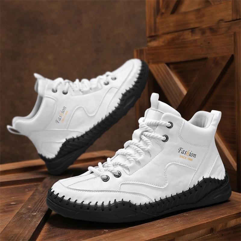 Scarpe da Uomo Taglie Forti Cucitura a Mano Stivali da Uomo in Pelle Pelle Scamosciata Scarpe Casual in Pelle Stivaletti da Uomo