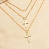European and American new jewelry light luxury style diamond-encrusted diamond necklace women's alloy cross stacked multi-layer necklace