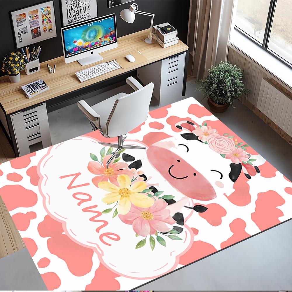 Tappeto Personalizzato con Stampa Mucca, Tappeto per Sedia da Ufficio Soggiorno Camera da Letto Cucina Decorazioni Regali.