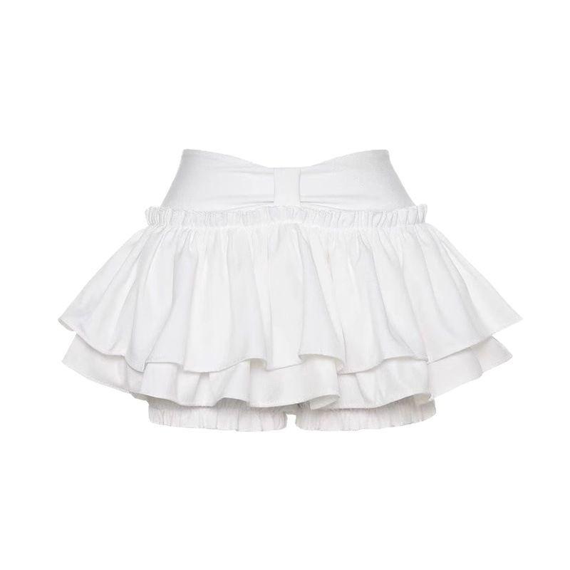 Sweet Black Ballet-Style Skirt for Women, New Summer 2025 High-Waist Design, Short with Wooden Ear Accents