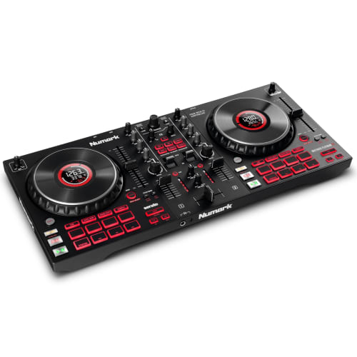 Numark DJ Controller, 4-Deck, Touch-Sensor Jog Wheels, Serato DJ Lite, DJ Mixer, Streaming, DJ Equipment, FX Paddles, Built-in Audio Interface, Numark