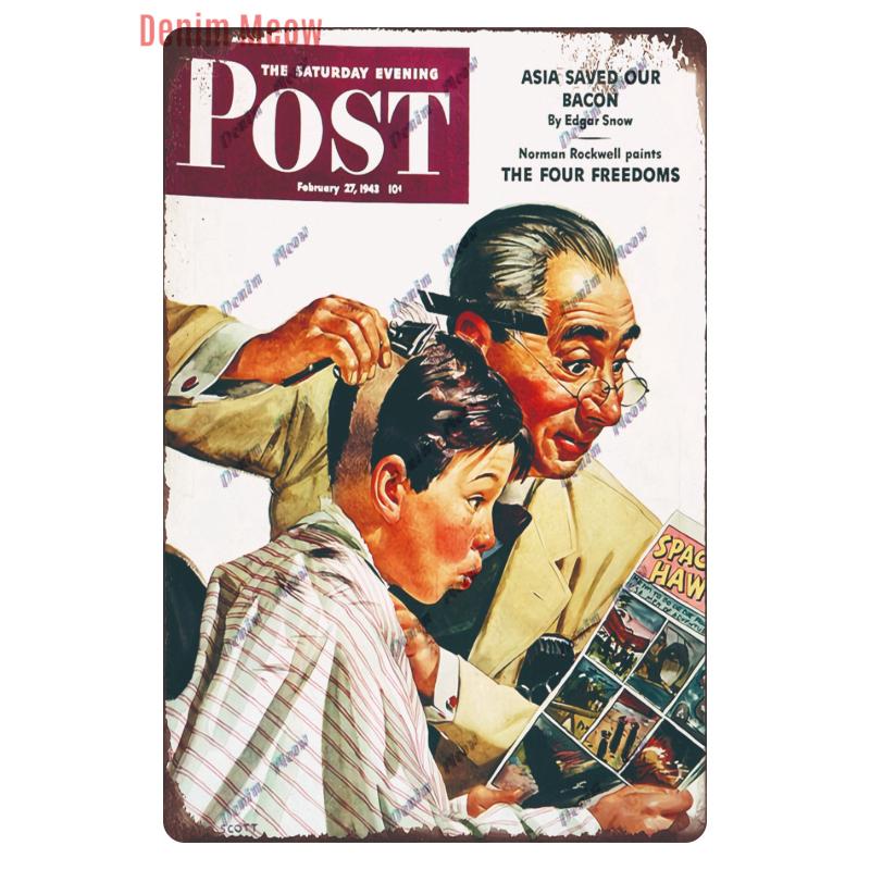 Hair Cutting Retro Plaque, Metal Signs, Barber Shop, Vintage Painting, Wall Posters, Bar, Pub, Shave & Haircut, Home Decor, WY28