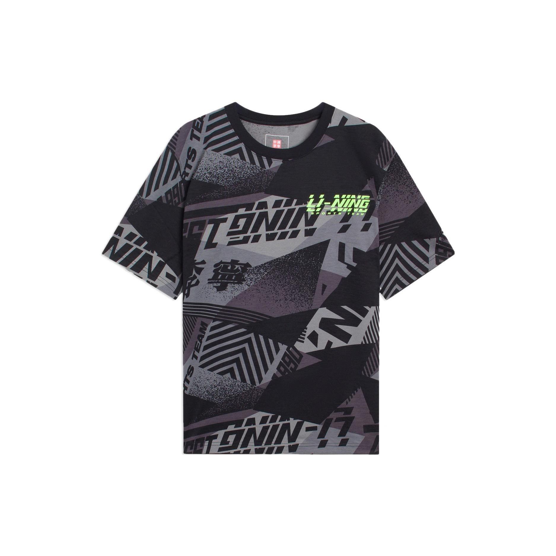 Li-Ning Sports Team Graphic T-shirt  Black Grey  Men s AHSS119-3 M